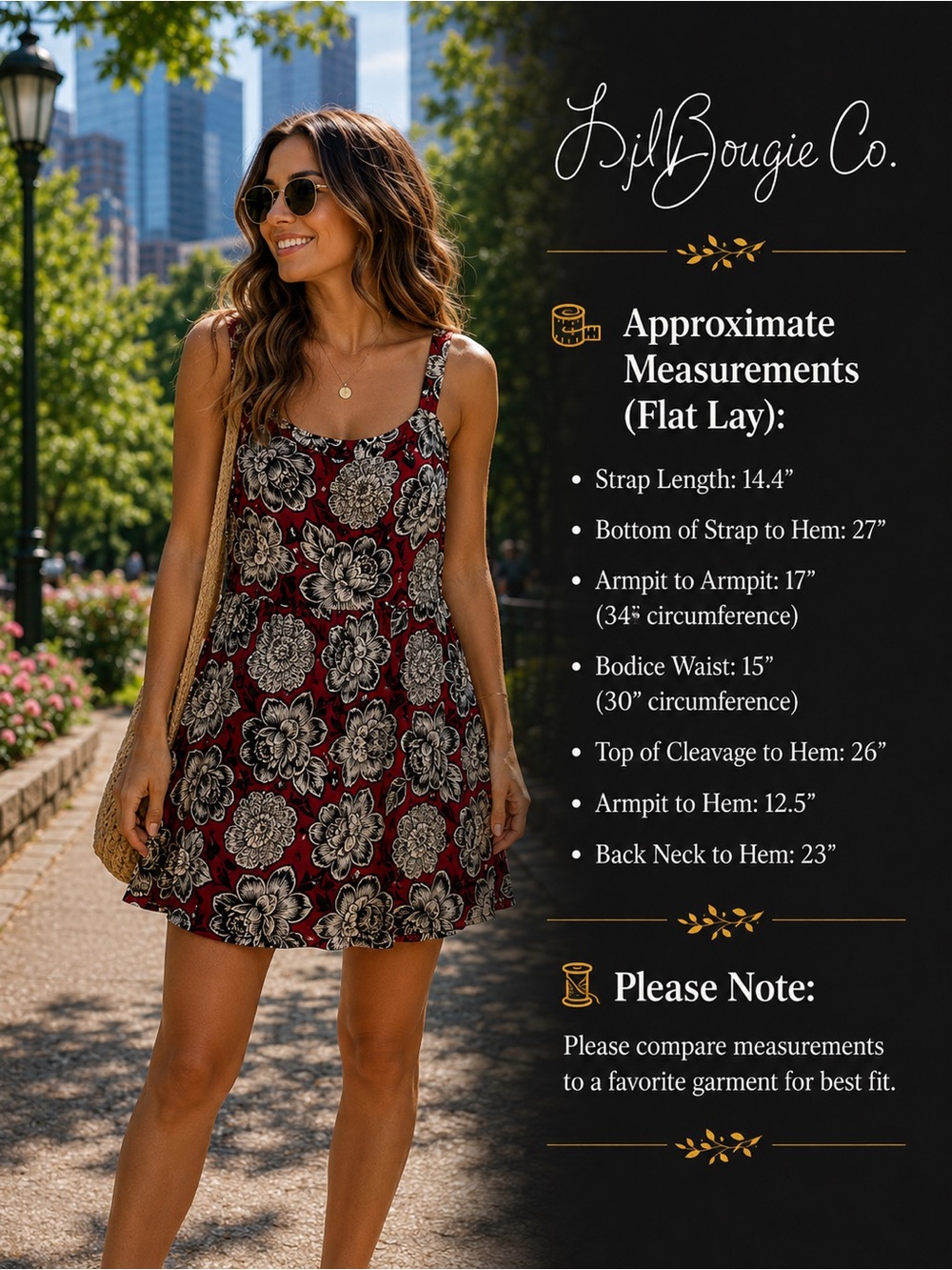 Red Floral Mini Sundress Smocked Back | Size L - Forever 21 - Picture 4 of 9